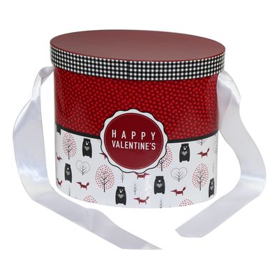 Le couvercle en deux pièces de Valentine heureux outre du boîte-cadeau de papier rigide avec le ruban