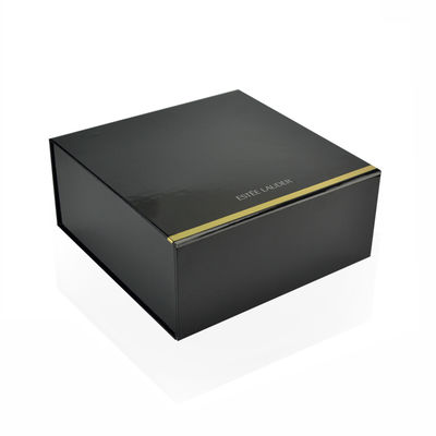 Boîte-cadeau magnétiques pliants faits main 20.5*20.5*9cm noirs brillants de couleur de CMYK