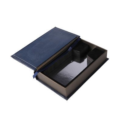 Boîte de rangement formée par livre de bleu marine d'OEM, boîte d'emballage cadeau pour le parfum