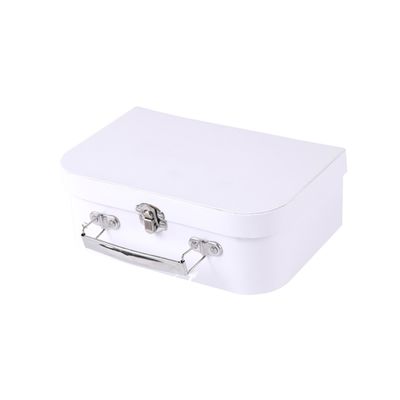 Boîte-cadeau de papier rigide blanc solide personnalisable avec la poignée et le fermoir en métal