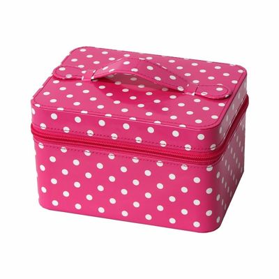 fermeture blanche rose de 18*13.5*11cm Dots Portable Cosmetic Box Zipper