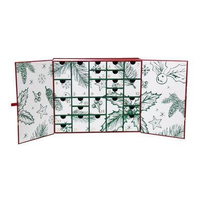 Boîte-cadeau cosmétiques avec 24 fermetures magnétiques rouges Advent Calendar de tiroirs
