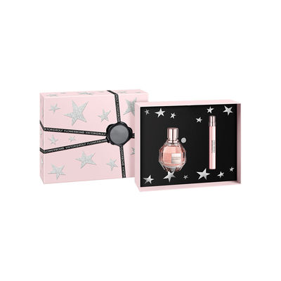 Couvercle en deux pièces rose outre des boîte-cadeau de parfum avec l'insertion de 2 cavités