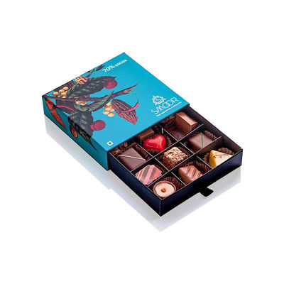 Type boîtes de empaquetage de cadeau de chocolat, boîte de tiroir à chocolat de 12 cavités pour Valentine Day