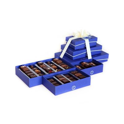 Le chocolat de luxe universel de bleu marine enferme dans une boîte empaquetant, les boîtes vides à truffe adaptées aux besoins du client
