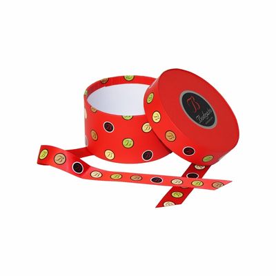 Boîte circulaire de chapeau de ruban d'écran en soie de couleur de Pantone pour la noisette de chocolat