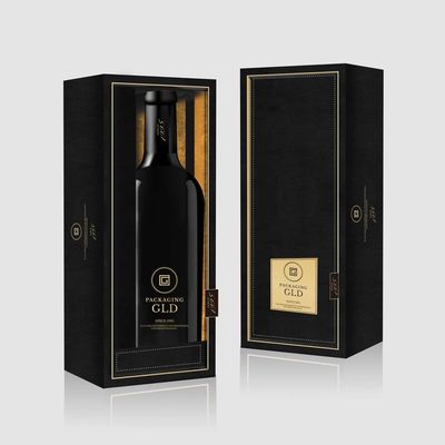 Boîtes de empaquetage réutilisées de cadeau de vin de carton, glissière simple de boîte de bouteille de vin noire