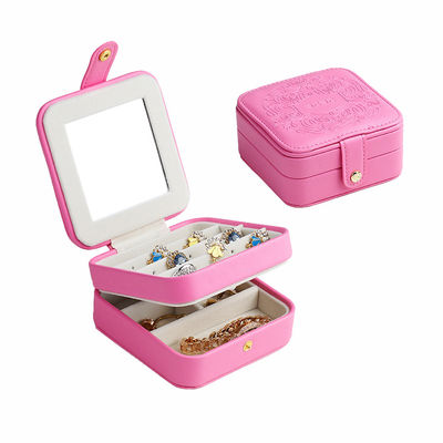 Caisse portative de bijoux de voyage de séparations détachables, boîte à bijoux 11.5*11.5*5.7cm de deux couches