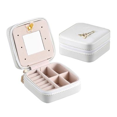 Boîte de bijoux personnalisée par accueil de voyage d'OEM ISO9001 avec le miroir pour des femmes