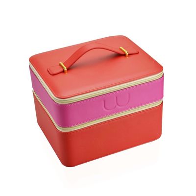 Fermeture 24*20*19cm en cuir imperméable de tirette de doubles couches de cas de vanité