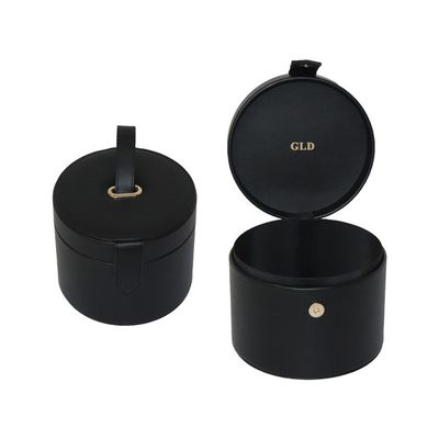Cas en cuir cylindrique de vanité