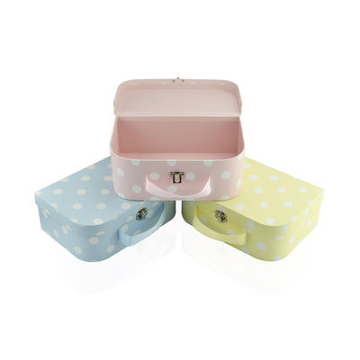 Boîte de Dot Pattern Cardboard Storage Suitcase de 3 ensembles avec la poignée de ruban