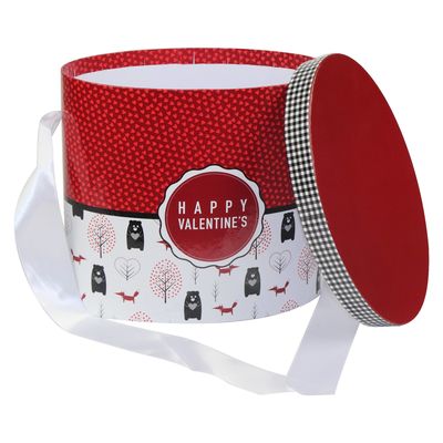Le couvercle en deux pièces de Valentine heureux outre du boîte-cadeau de papier rigide avec le ruban