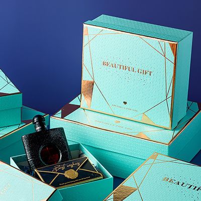boîte de papier rigide de estampillage chaude de couvercle de décollage pour l'emballage d'ensemble de cadeau