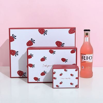 Emballage de luxe de boîte-cadeau de rouge à lèvres de modèle de fraise pour le jour de valentines