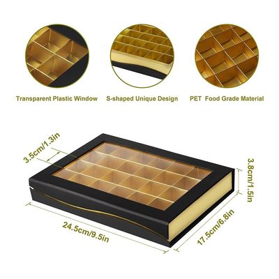 24 boîte-cadeau doux de chocolat fait sur commande de cavités empaquetant avec la fenêtre