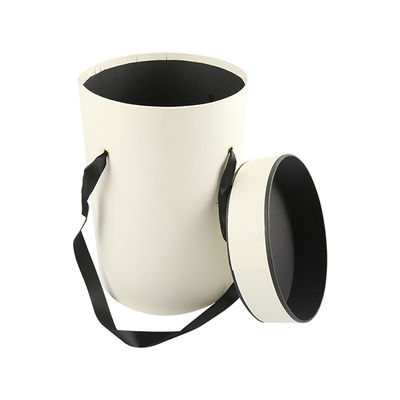 Boîtes faites main de bouquet de fleur d'accueil d'ODM, boîte ronde de chapeau de fleur avec la poignée de ruban