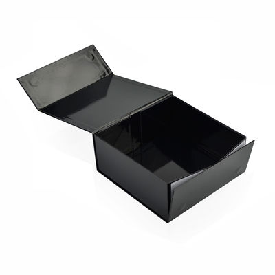 Boîte-cadeau magnétiques pliants faits main 20.5*20.5*9cm noirs brillants de couleur de CMYK