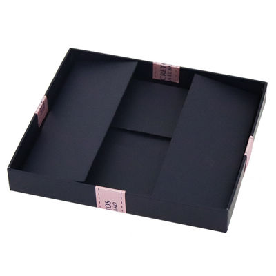 Boîte-cadeau de papier rigide pliant 24*20*10cm de bleu marine avec le décor de ruban
