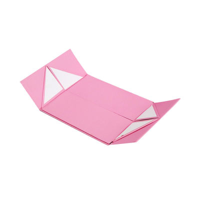Boîte-cadeau d'ISO9001 Matte Lamination Pink Flat Packed avec l'ornement 20*18*7.7cm d'arc