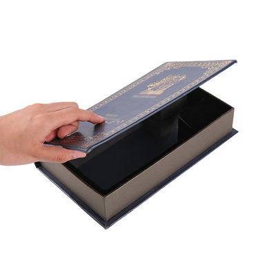 Boîte de rangement formée par livre de bleu marine d'OEM, boîte d'emballage cadeau pour le parfum