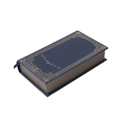 Boîte de rangement formée par livre de bleu marine d'OEM, boîte d'emballage cadeau pour le parfum