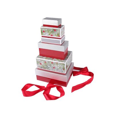 Réglé de 6 boîte-cadeau assortis d'emboîtement de Noël de tailles avec ISO9001