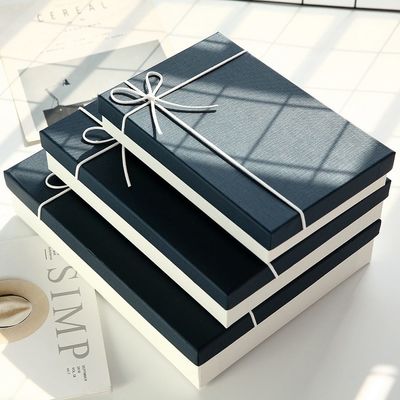 Couvercle multifonctionnel de papier de texture spéciale et boîte-cadeau bas avec le ruban de corde