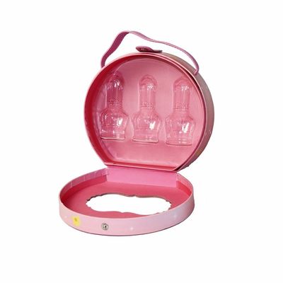 Rond instantané rose de boîte de maquillage de cadeau d'anniversaire de fermeture avec la poignée d'unité centrale