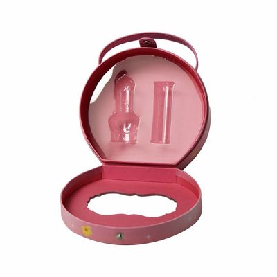 Rond instantané rose de boîte de maquillage de cadeau d'anniversaire de fermeture avec la poignée d'unité centrale
