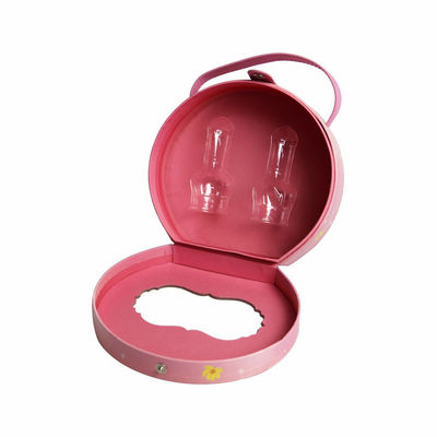 Rond instantané rose de boîte de maquillage de cadeau d'anniversaire de fermeture avec la poignée d'unité centrale