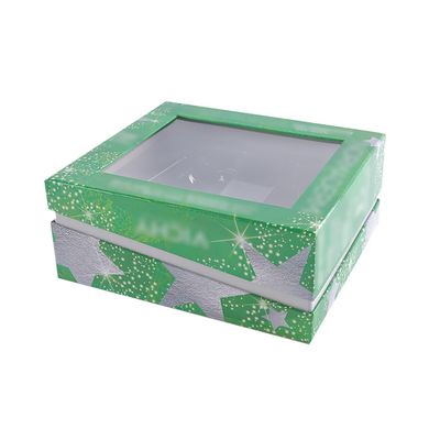 Fenêtre claire de boîte-cadeau cosmétiques du vert ISO9001 avec la lèvre d'hypoténuse