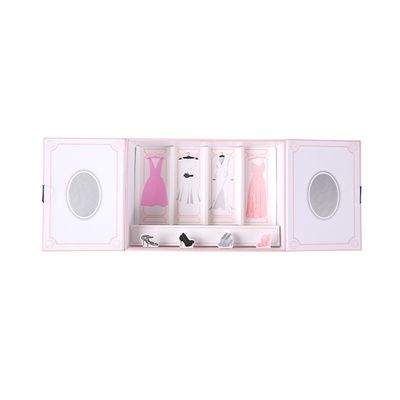 L'OEM rose magnétique adaptent la boîte aux besoins du client de papier cosmétique d'impression, boîte-cadeau de porte à deux battants 4 morceaux