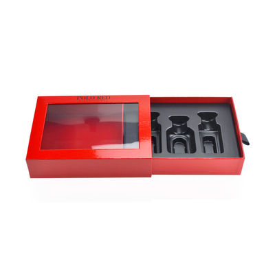 boîte-cadeau rouges Logo With Black Ribbon de estampillage noir de parfum de 20*15*5cm