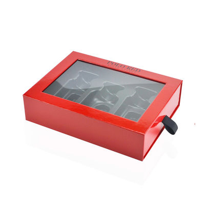 boîte-cadeau rouges Logo With Black Ribbon de estampillage noir de parfum de 20*15*5cm
