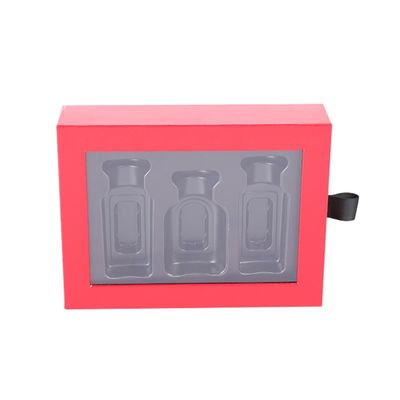 boîte de 20*15*5cm Matt Lamination Slide Out Gift, boîte de papier d'huile essentielle rouge