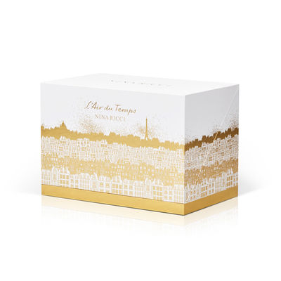 Les boîte-cadeau à angles blancs de parfum, carton ont articulé l'impression d'estampillage d'or de boîtes