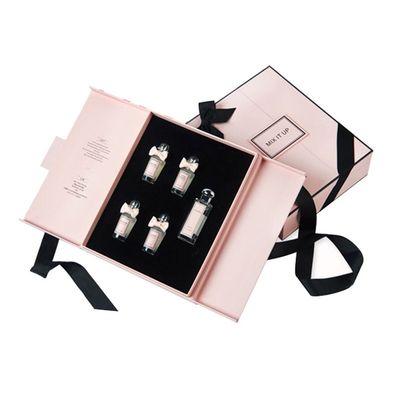luxe de rose de boîte d'arc de ruban de fermeture de porte à deux battants de 2 morceaux pour le parfum
