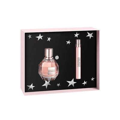 Couvercle en deux pièces rose outre des boîte-cadeau de parfum avec l'insertion de 2 cavités