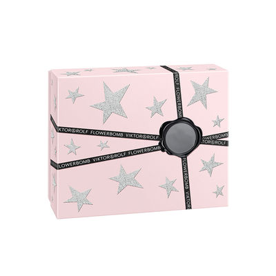 Couvercle en deux pièces rose outre des boîte-cadeau de parfum avec l'insertion de 2 cavités