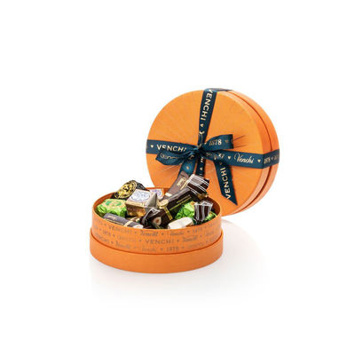 Emballage de chocolat de Noël du diamètre 14cm, fermeture assortie de ruban de boîte-cadeau de chocolat