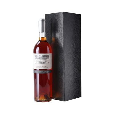 Emballage de relief pliable de boîte-cadeau de vin, noir brillant de carton de boîte-cadeau de bouteille de boisson alcoolisée