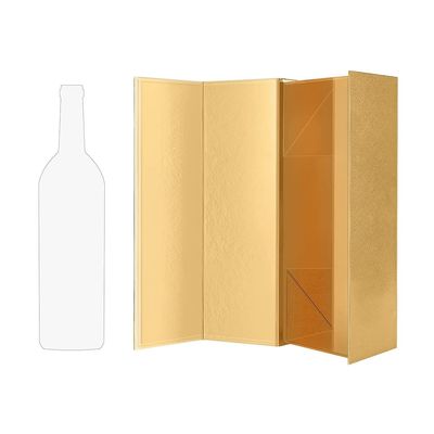L'emballage vigoureux pliable de cadeau de vin de carton enferme dans une boîte l'or brillant avec graver