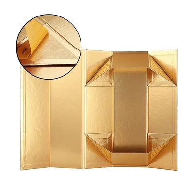 L'emballage vigoureux pliable de cadeau de vin de carton enferme dans une boîte l'or brillant avec graver