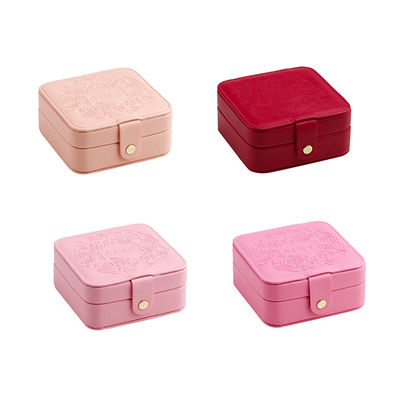 finition portative de Debossing de caisse de bijoux de voyage de 12*12*5.5cm avec les diviseurs démontables