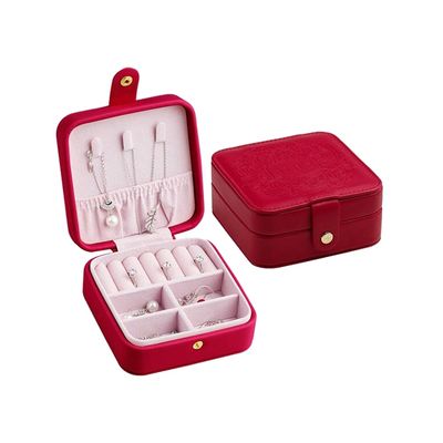 finition portative de Debossing de caisse de bijoux de voyage de 12*12*5.5cm avec les diviseurs démontables
