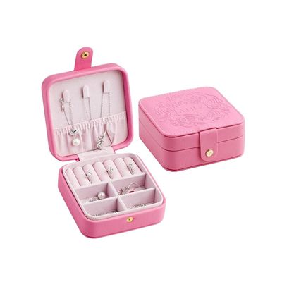 finition portative de Debossing de caisse de bijoux de voyage de 12*12*5.5cm avec les diviseurs démontables