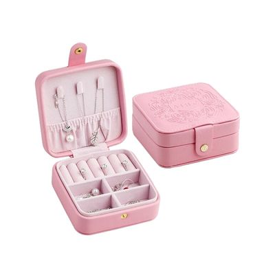 finition portative de Debossing de caisse de bijoux de voyage de 12*12*5.5cm avec les diviseurs démontables