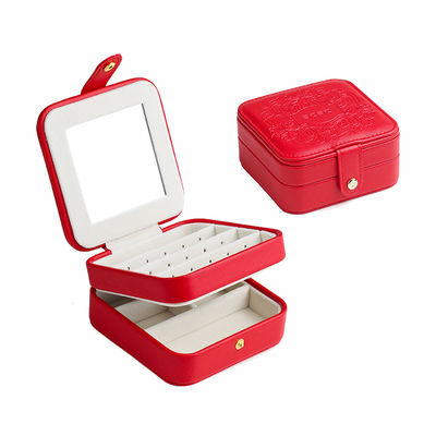 Caisse portative de bijoux de voyage de séparations détachables, boîte à bijoux 11.5*11.5*5.7cm de deux couches