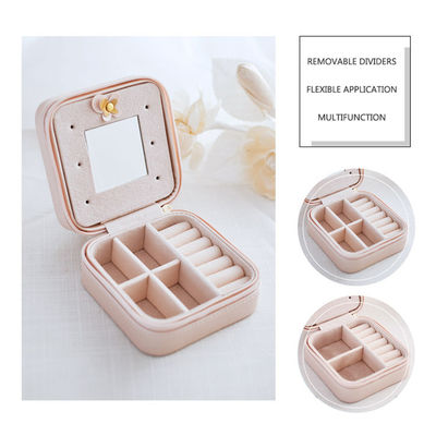 Boîte de bijoux personnalisée par accueil de voyage d'OEM ISO9001 avec le miroir pour des femmes